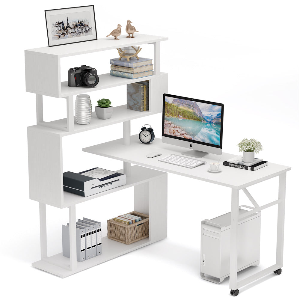 Rotating Computer Desk with Bookshelf